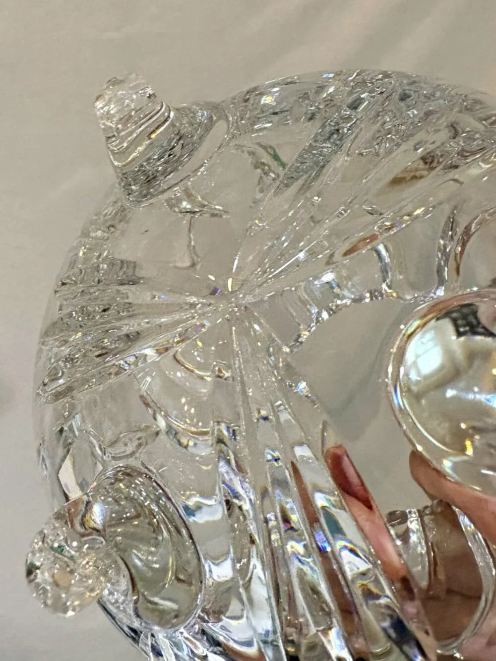 VTG 3-Footed Crystal Rose Bowl Sawtooth Edge